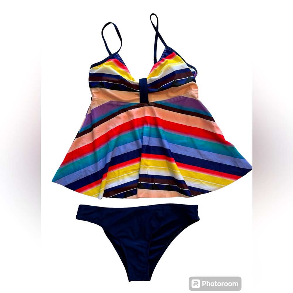 NIB SHEIN Striped Tankini Swimsuit size L